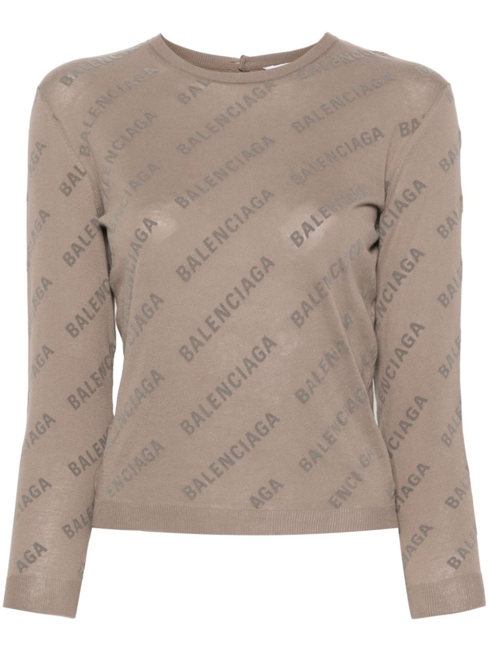 Balenciaga flocked-logo cotton jumper - Brown von Balenciaga