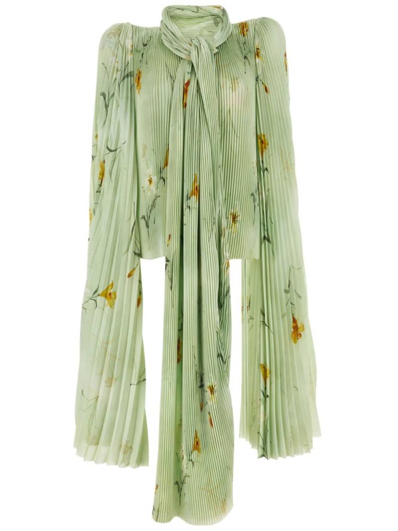 Balenciaga floral-print pleated blouse - Green von Balenciaga