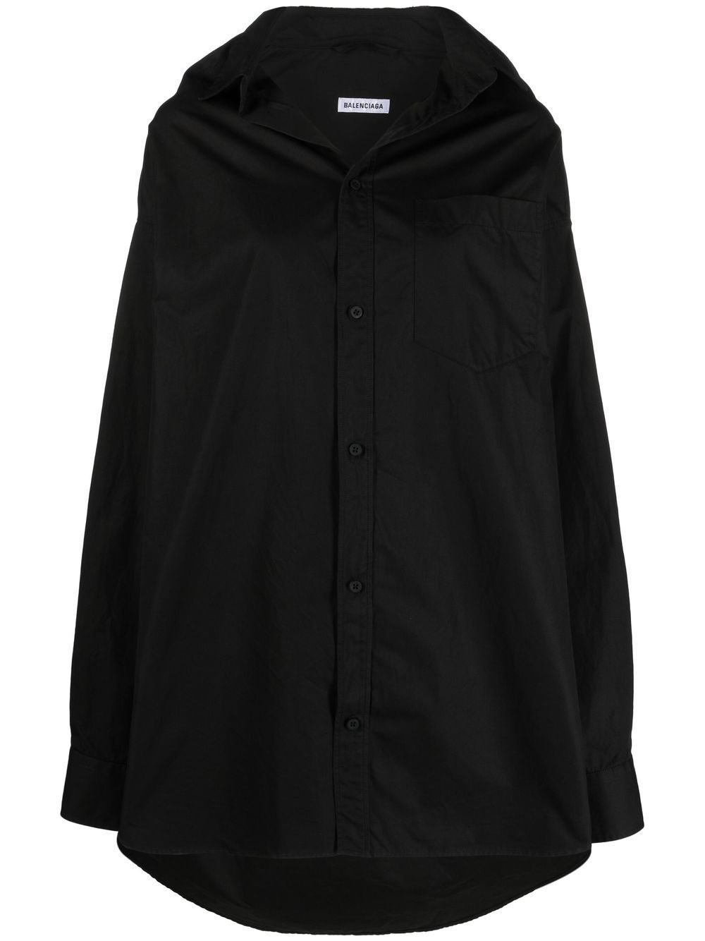 Balenciaga gathered-detail poplin shirt - Black von Balenciaga