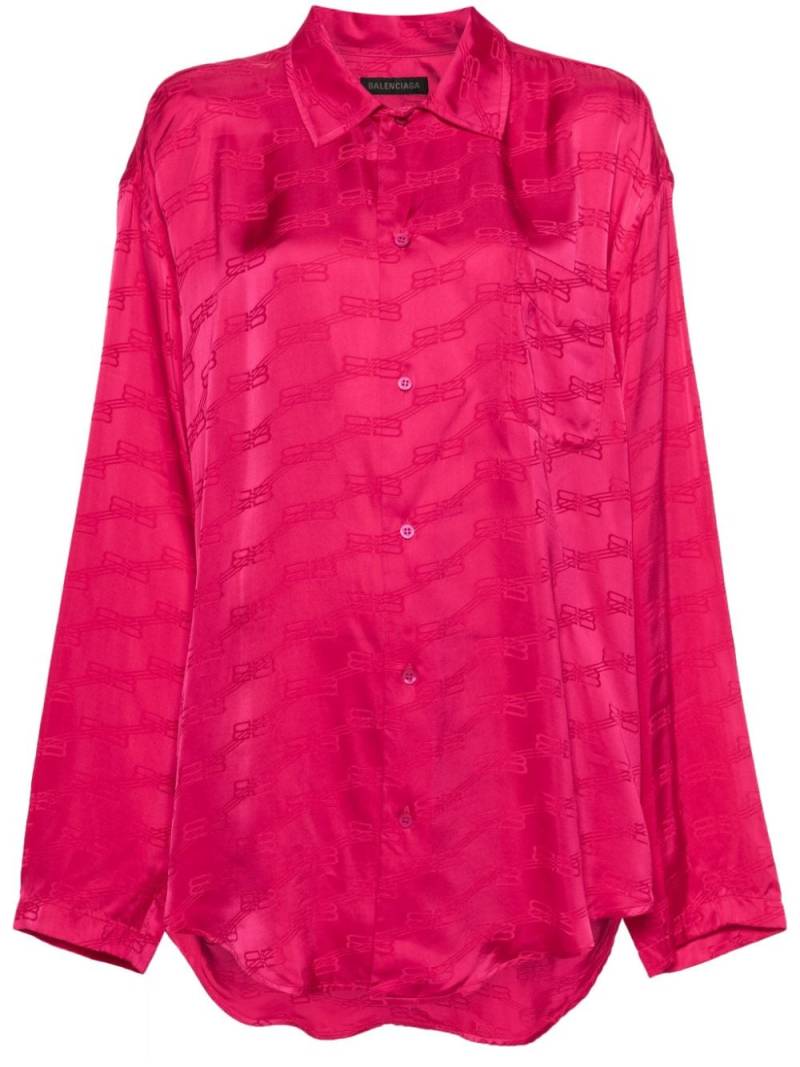 Balenciaga jacquard-logo satin shirt - Pink von Balenciaga