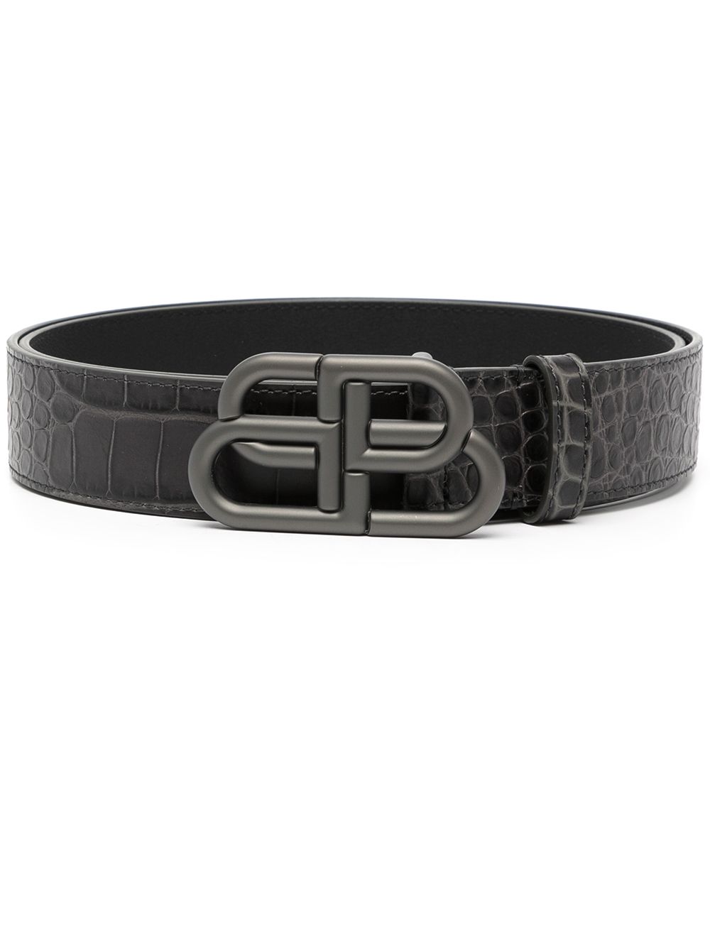 Balenciaga large BB leather belt - Black von Balenciaga