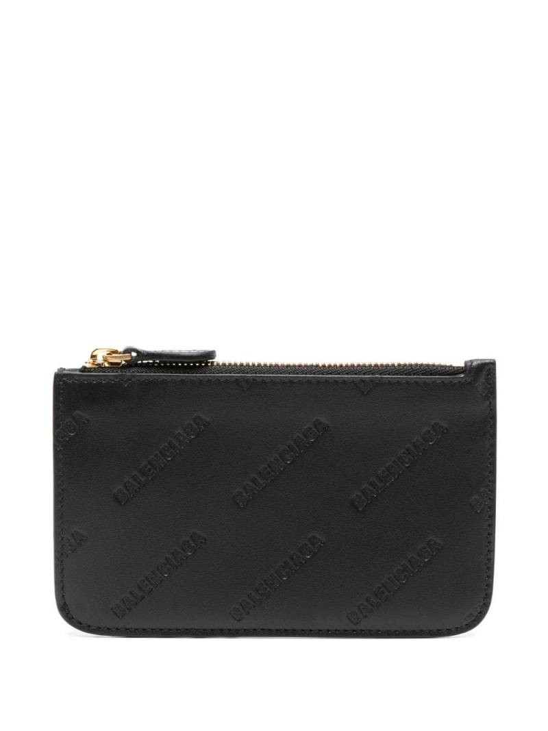 Balenciaga logo-debossed leather cardholder - Black von Balenciaga