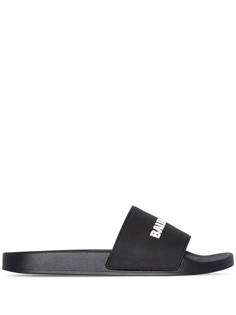 Balenciaga logo-embossed pool slides - Black von Balenciaga