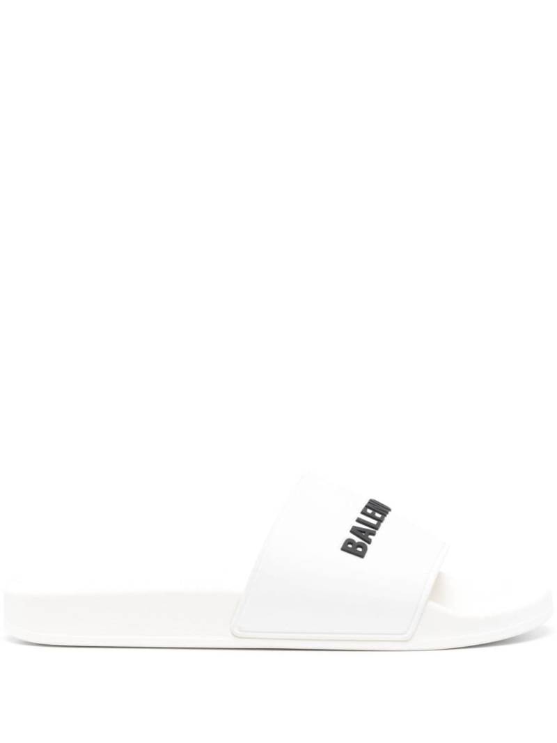 Balenciaga logo-embossed pool slides - White von Balenciaga