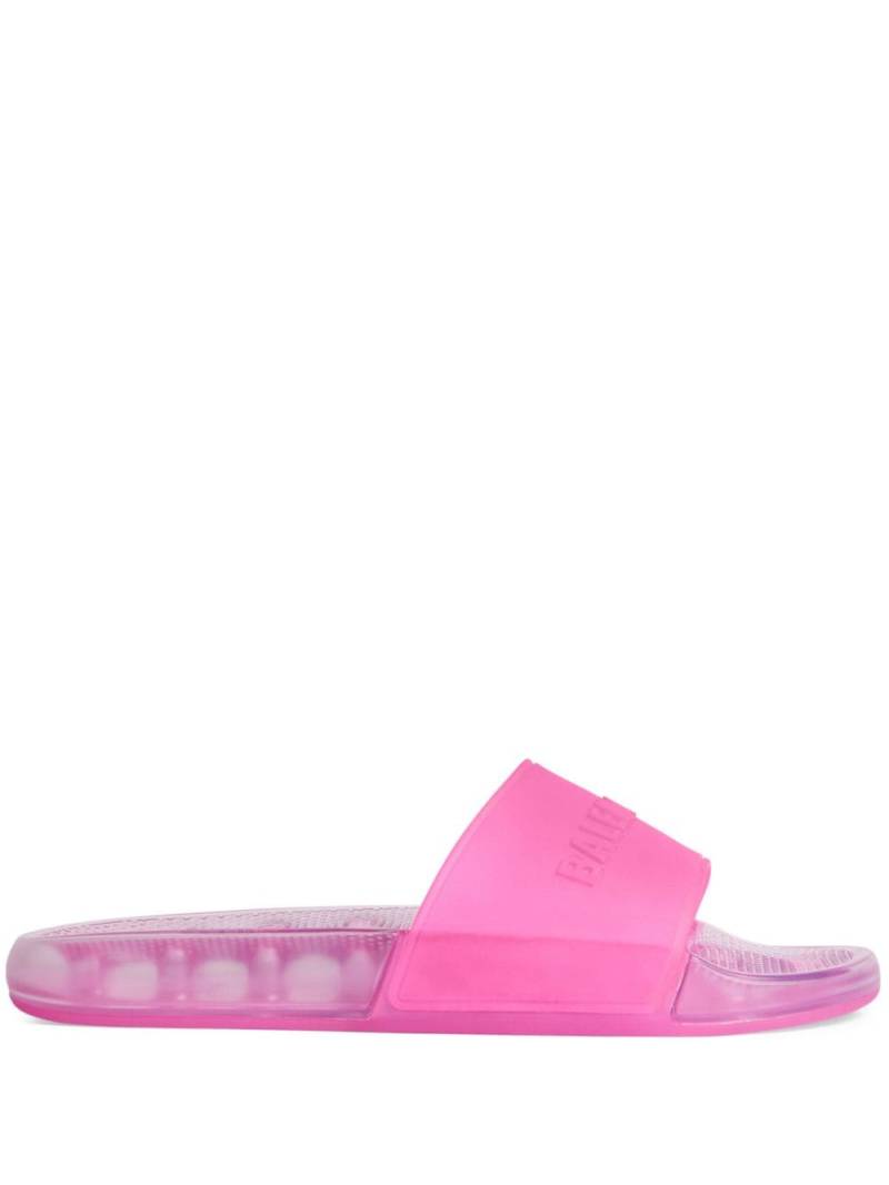 Balenciaga logo-embossed transparent pool slides - Pink von Balenciaga