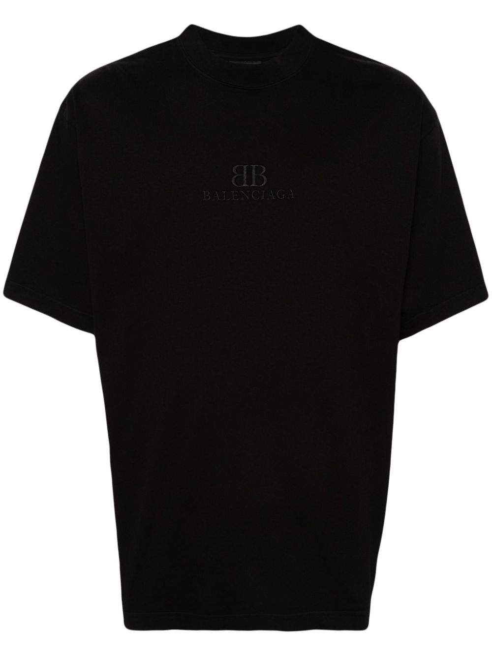 Balenciaga logo-embroidered cotton T-shirt - Black von Balenciaga