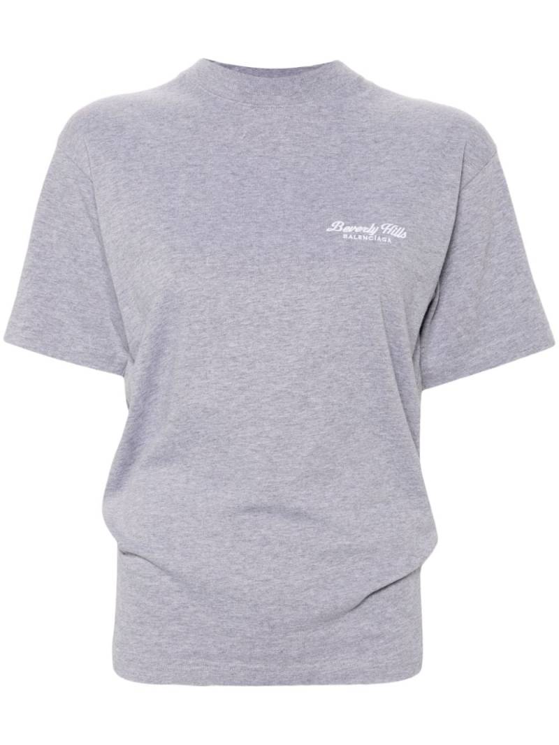 Balenciaga logo-embroidered cotton T-shirt - Grey von Balenciaga