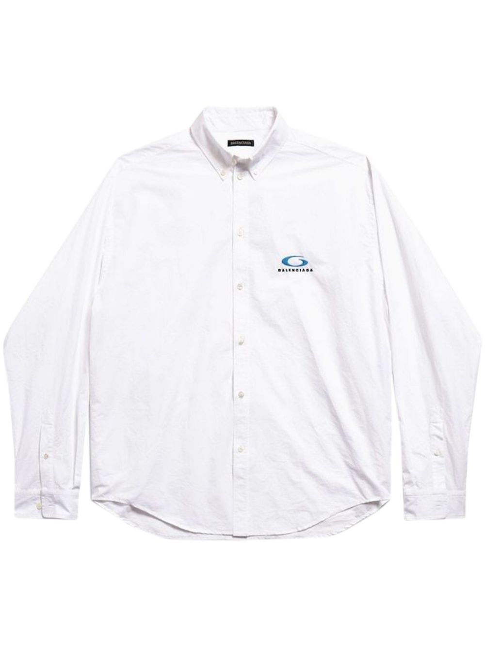 Balenciaga logo-embroidered cotton shirt - White von Balenciaga