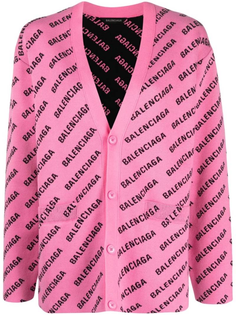 Balenciaga logo-intarsia cardigan - Pink von Balenciaga