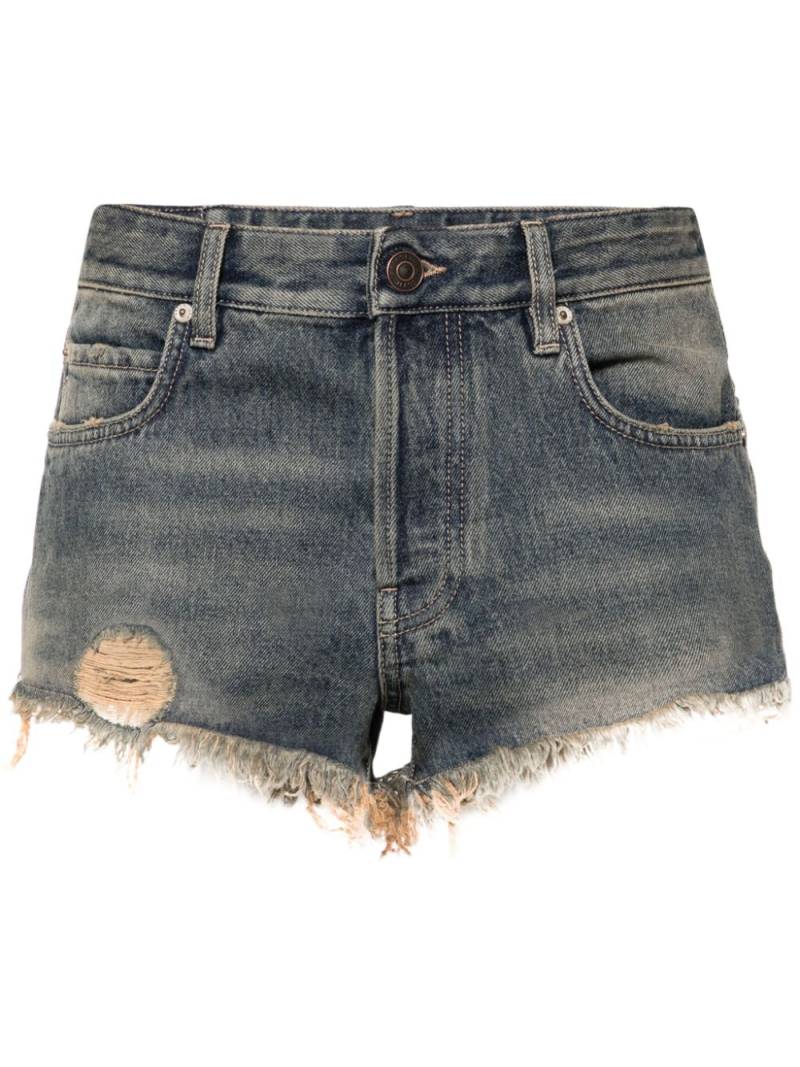 Balenciaga logo-patch denim shorts - Blue von Balenciaga