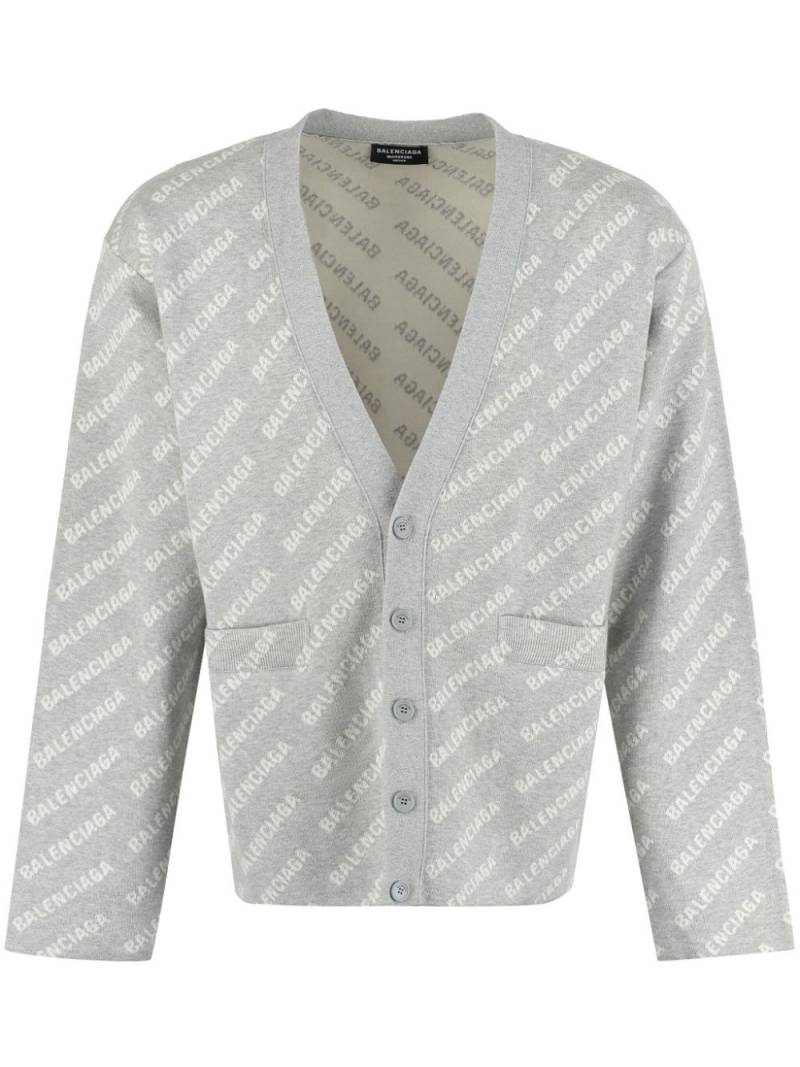 Balenciaga logo-intarsia cardigan - Grey von Balenciaga