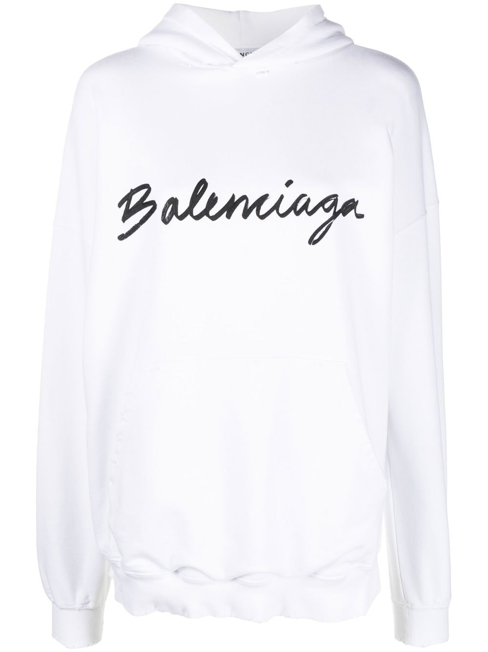 Balenciaga logo-print cotton hoodie - White von Balenciaga