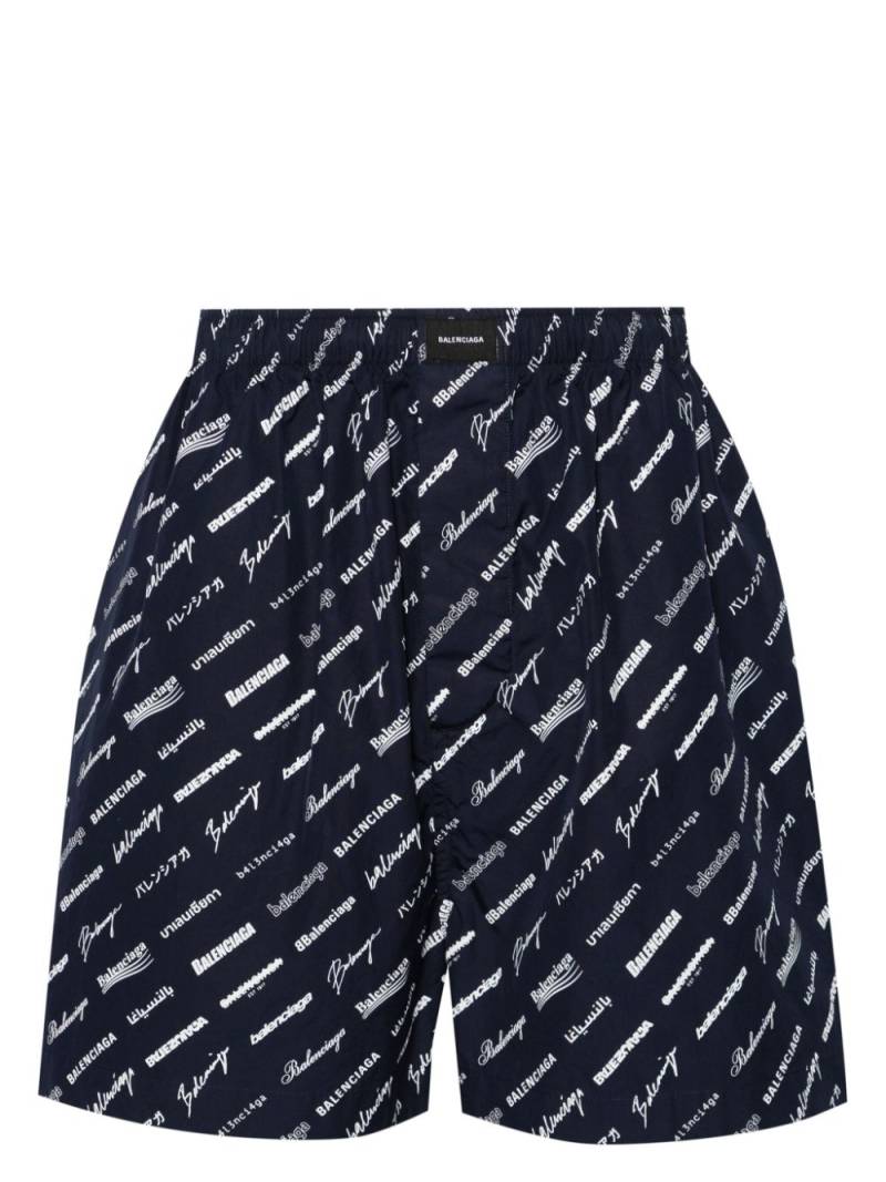 Balenciaga logo-print cotton shorts - Blue von Balenciaga