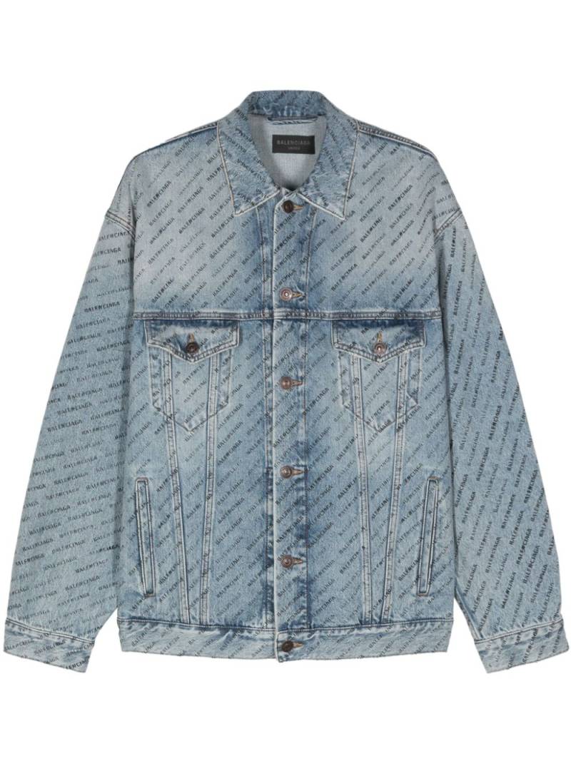 Balenciaga logo-print denim jacket - Blue von Balenciaga