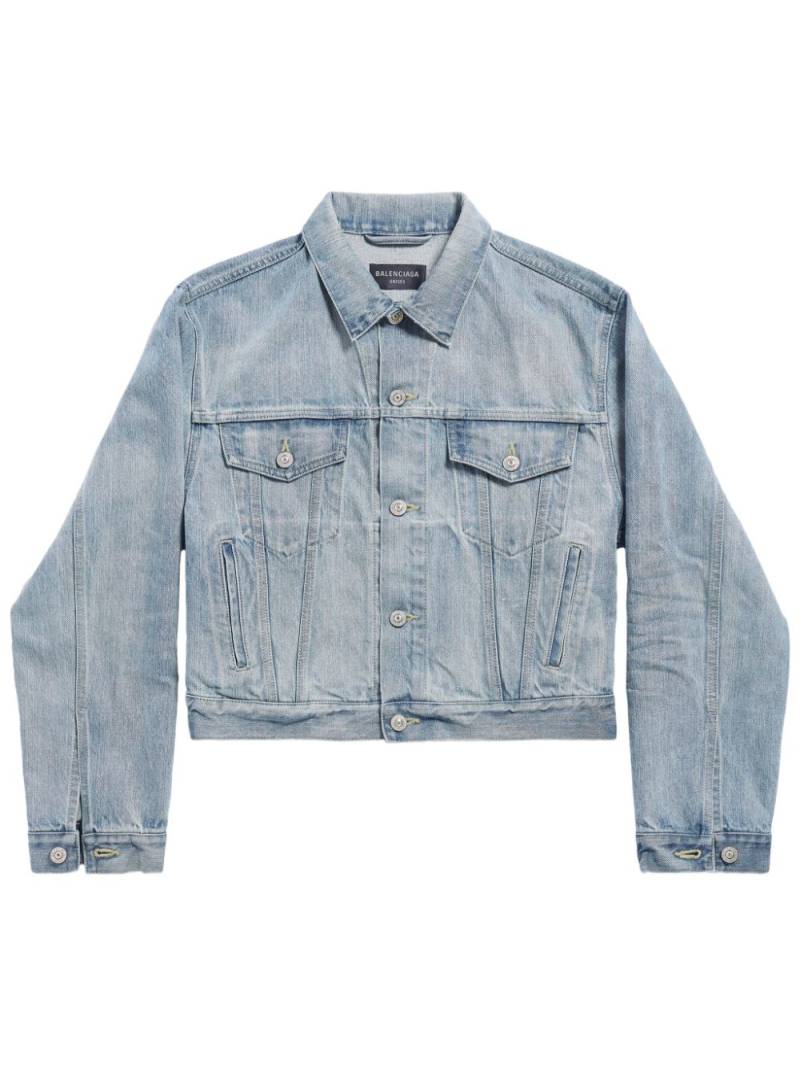 Balenciaga logo-print denim jacket - Blue von Balenciaga