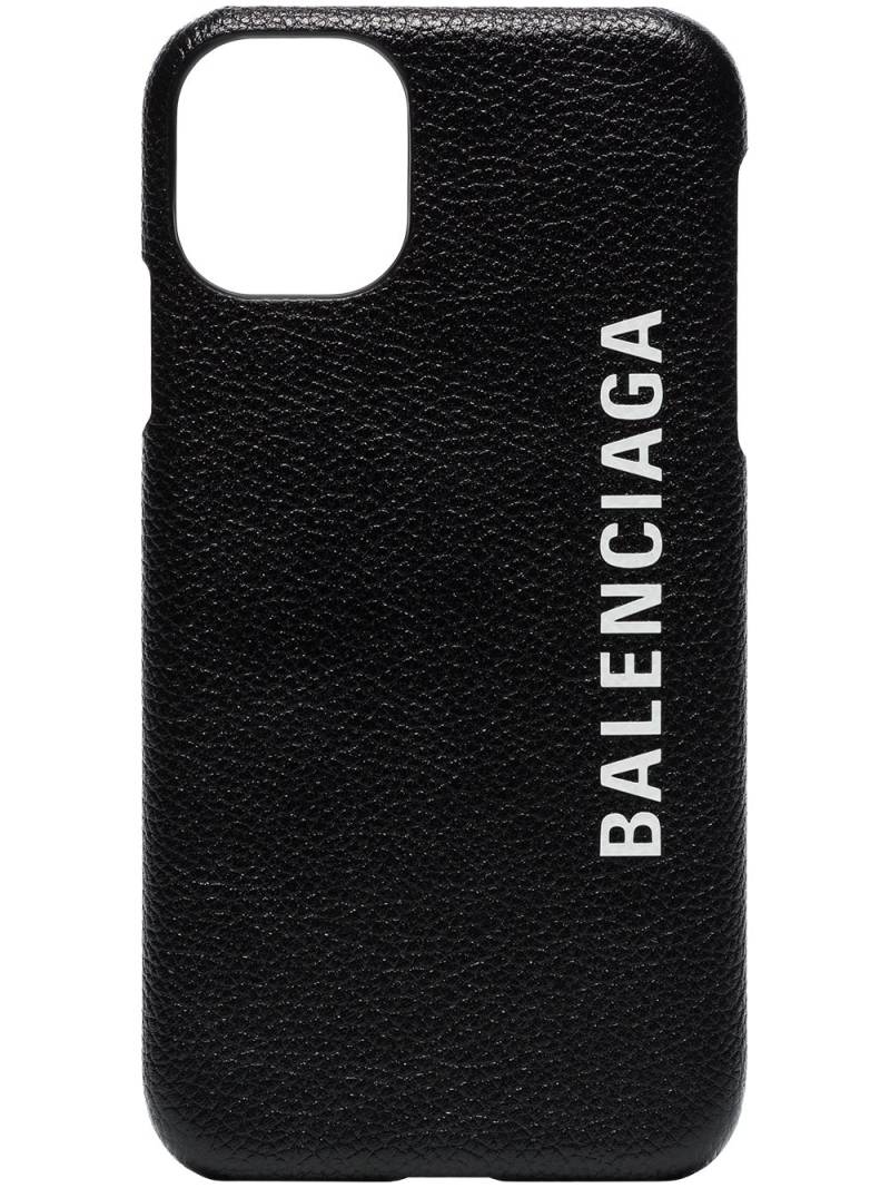 Balenciaga logo print iPhone 11 leather case - Black von Balenciaga