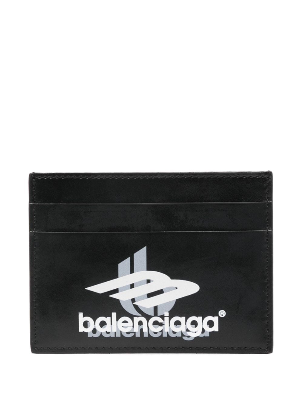 Balenciaga logo-print leather cardholder - Black von Balenciaga