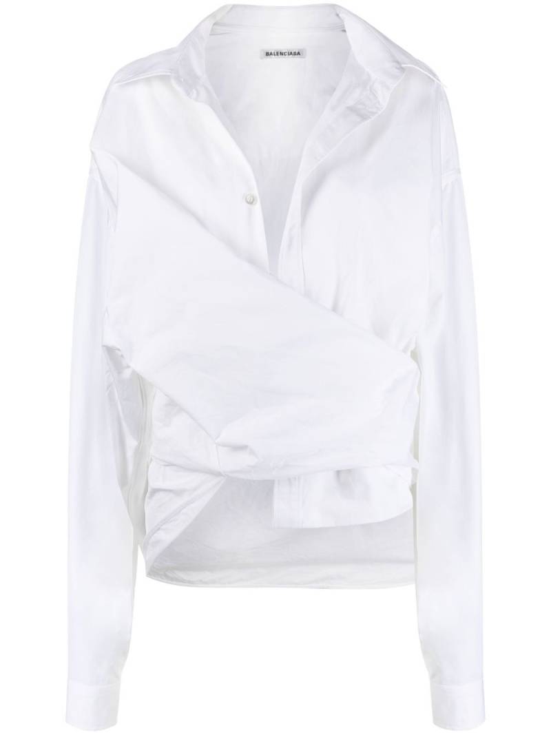 Balenciaga oversized wrap shirt - White von Balenciaga