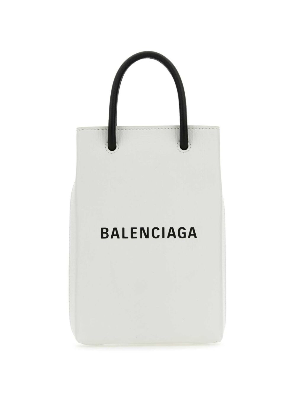 Balenciaga printed leather phone holder - White von Balenciaga