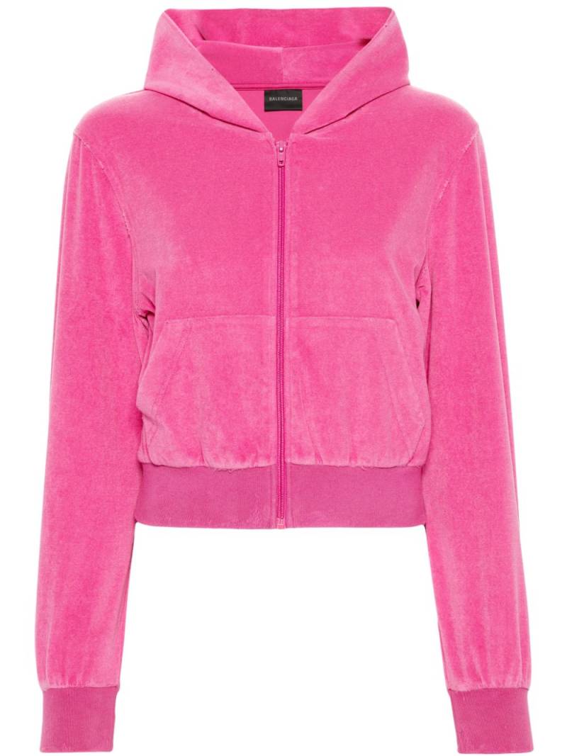 Balenciaga rhinestone-logo zipped hoodie - Pink von Balenciaga