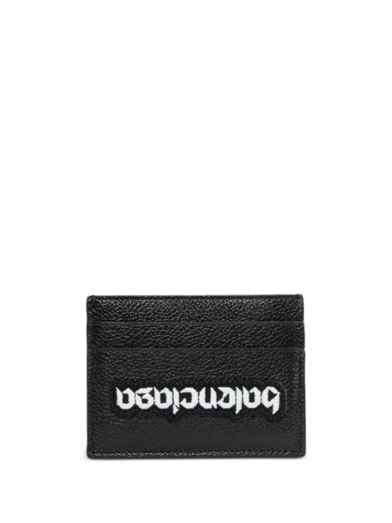 Balenciaga upside-down logo leather cardholder - Black von Balenciaga