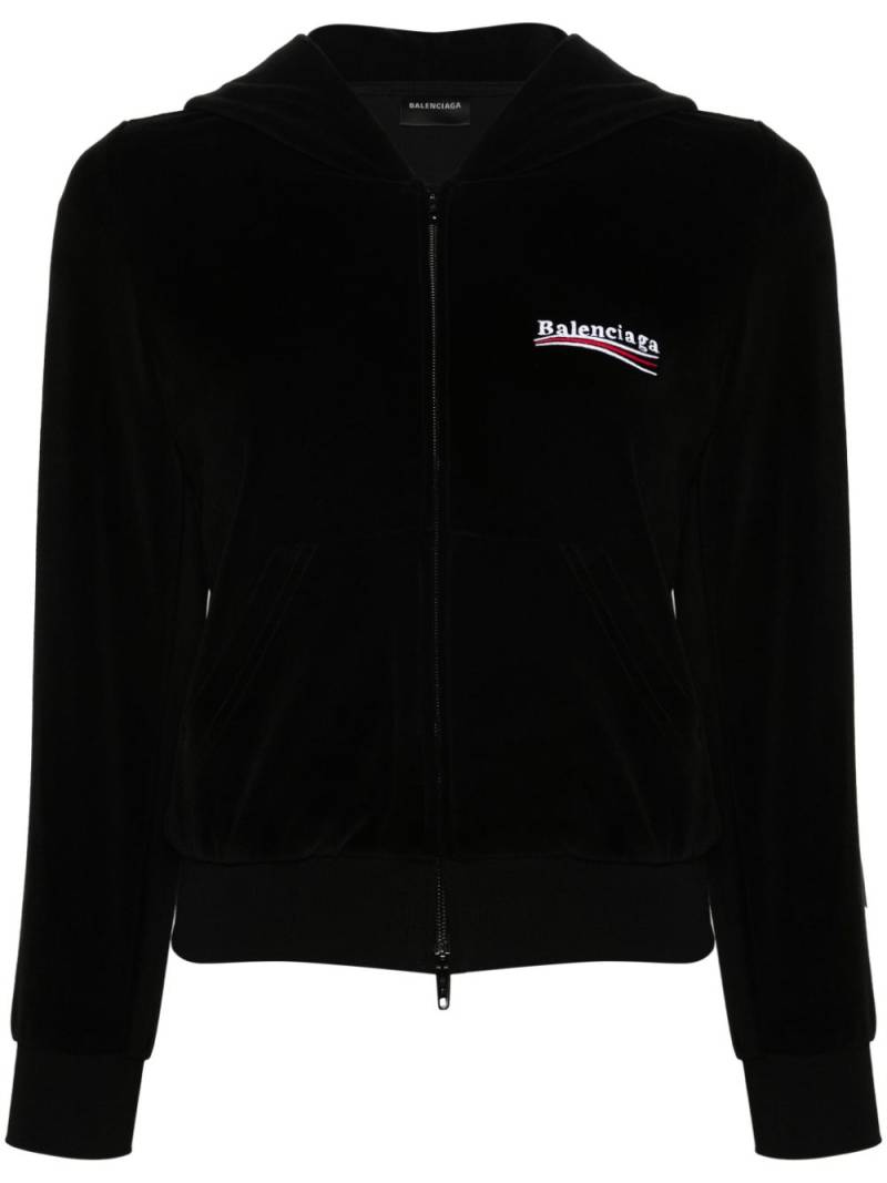 Balenciaga velour zipped hoodie - Black von Balenciaga