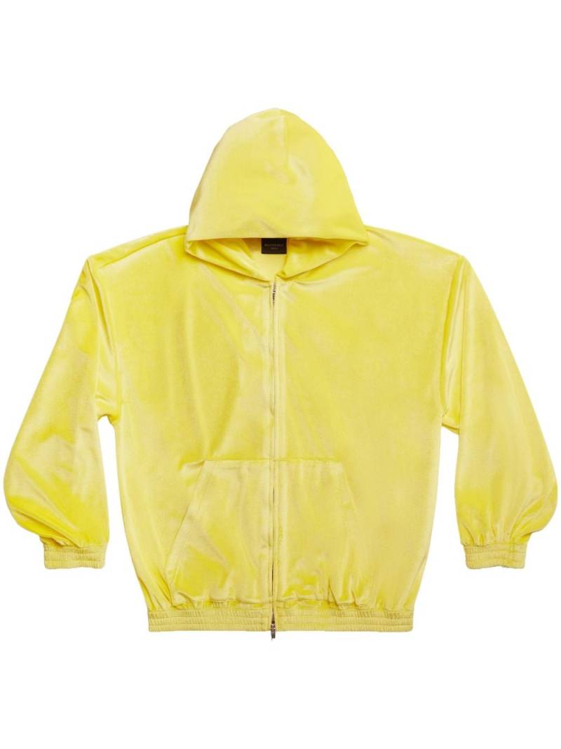 Balenciaga velvet-effect zip-up hoodie - Yellow von Balenciaga