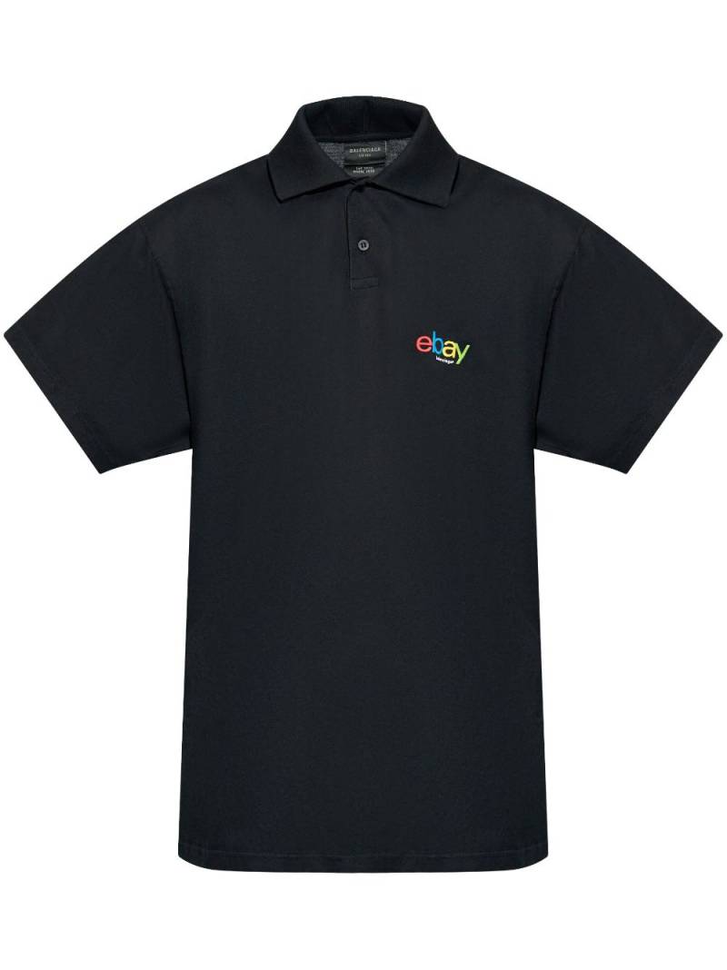 Balenciaga x eBay cotton polo shirt - Black von Balenciaga