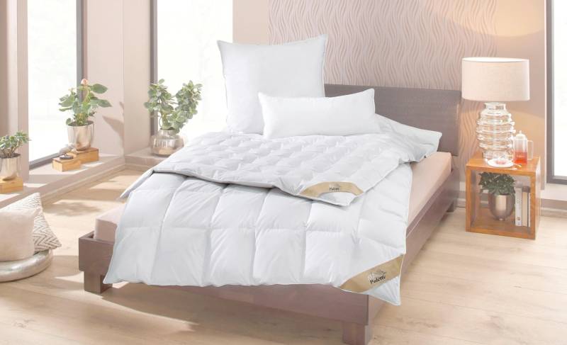 Balette Daunenbettdecke »Duvet Nina«, 4-Jahreszeiten, Füllung neue reine Entendauen 90%, weiss, Bezug 100% Baumwolle, (1 St.), Bezug mit Satin-Biese von Balette