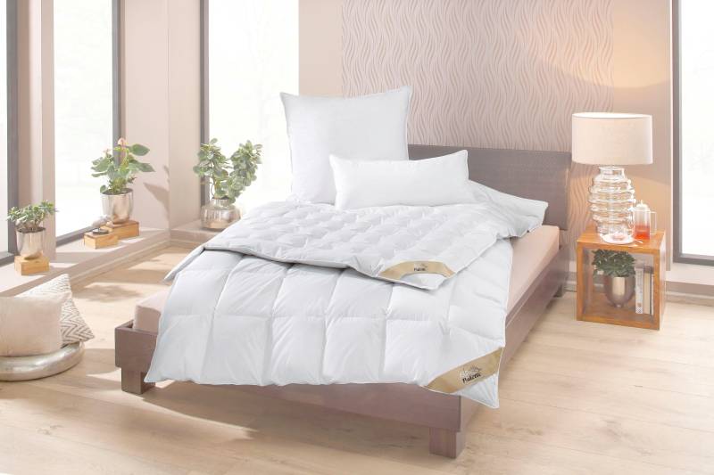 Balette Daunenbettdecke »Duvet Nina«, warm, Füllung neue reine Entendauen 90%, weiss, Bezug 100% Baumwolle, (1 St.), Bezug mit Satin-Biese von Balette