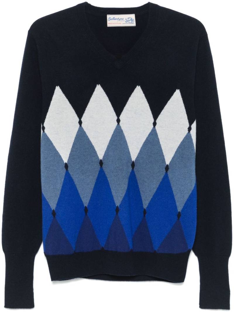 Ballantyne diamond-pattern V-neck sweater - Blue von Ballantyne