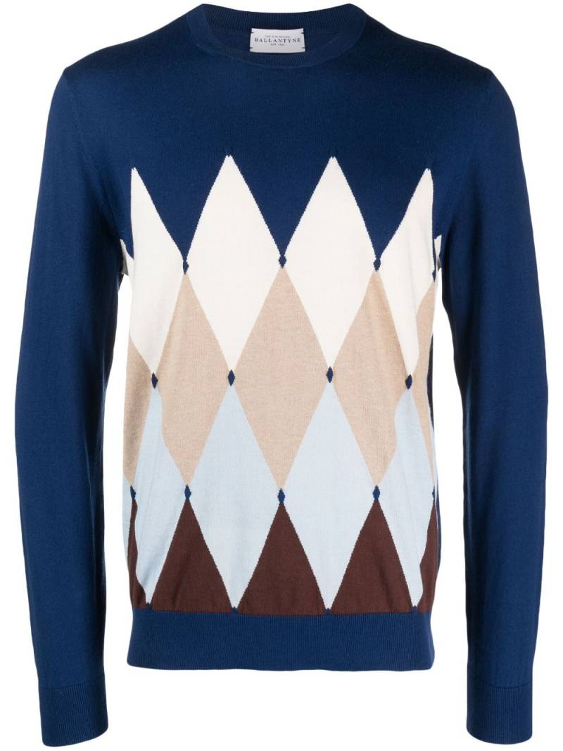 Ballantyne geometric-print fine-knit jumper - Blue von Ballantyne