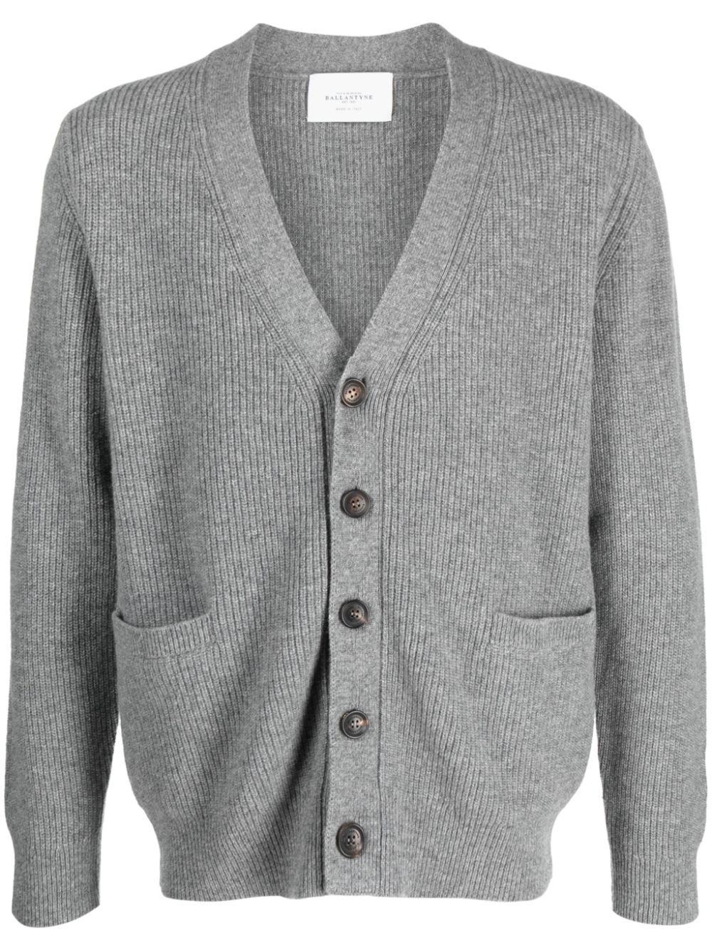 Ballantyne ribbed-knit V-neck cardigan - Grey von Ballantyne