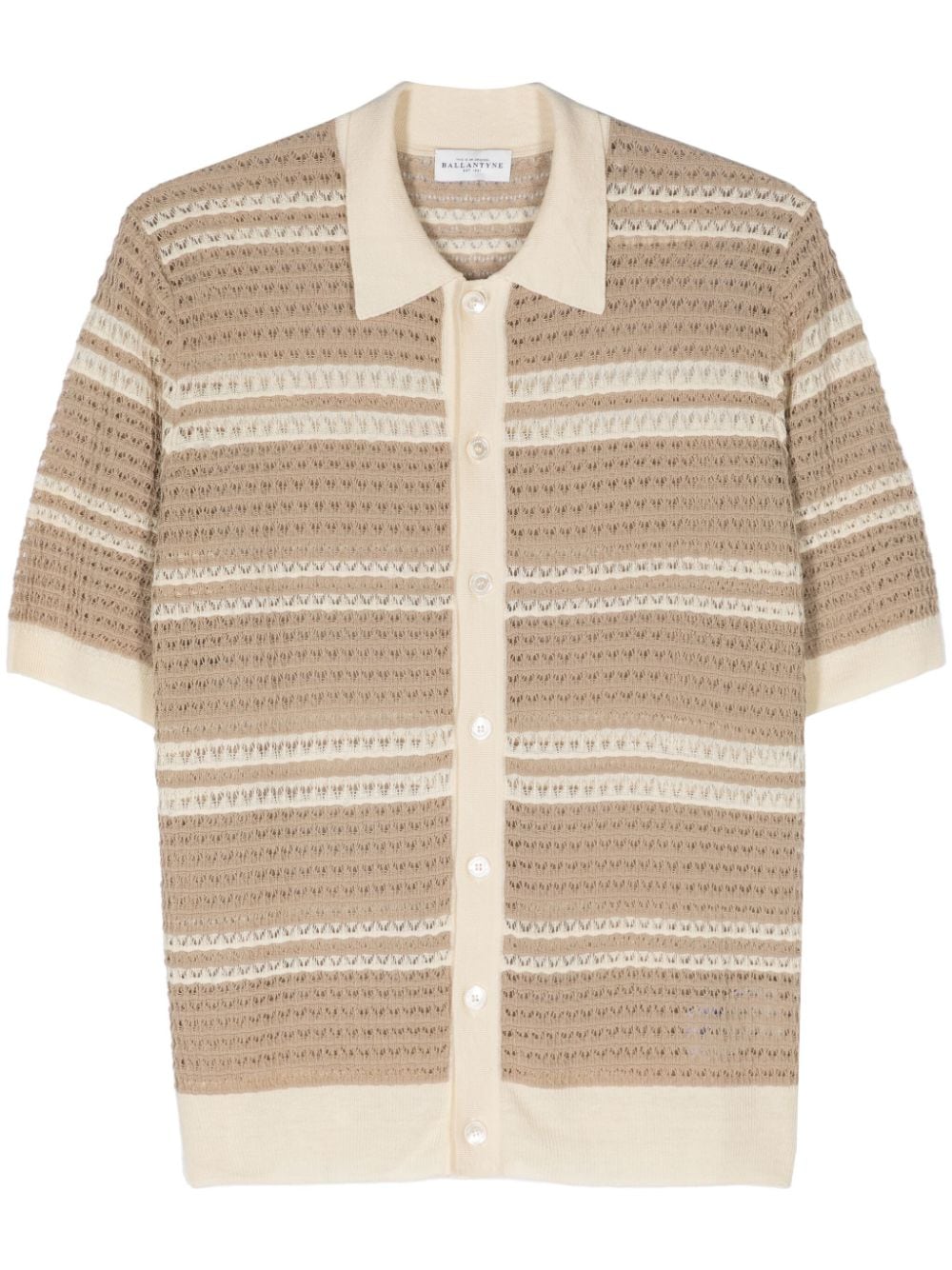 Ballantyne striped crochet-knit polo shirt - Neutrals von Ballantyne