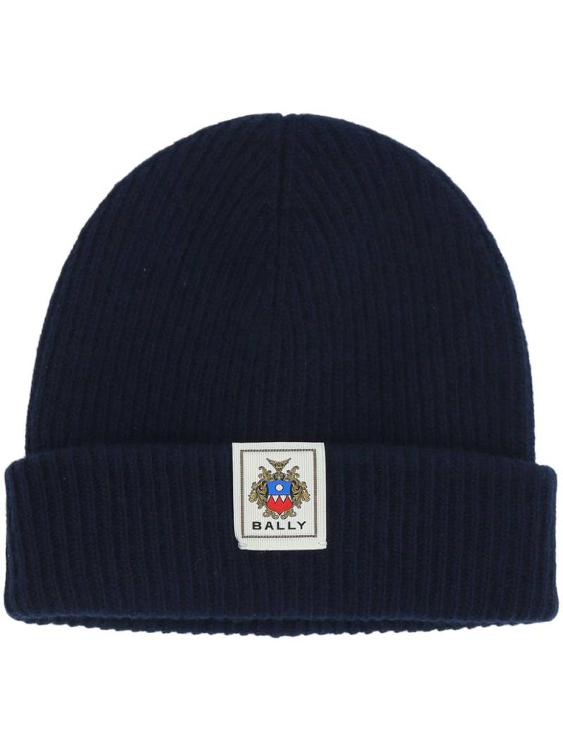 Bally Crest Label beanie hat - Blue von Bally