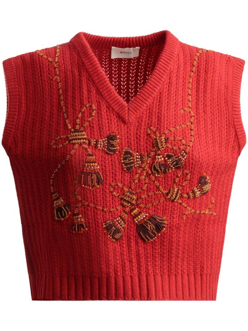 Bally bead-embellished cashmere vest - Red von Bally