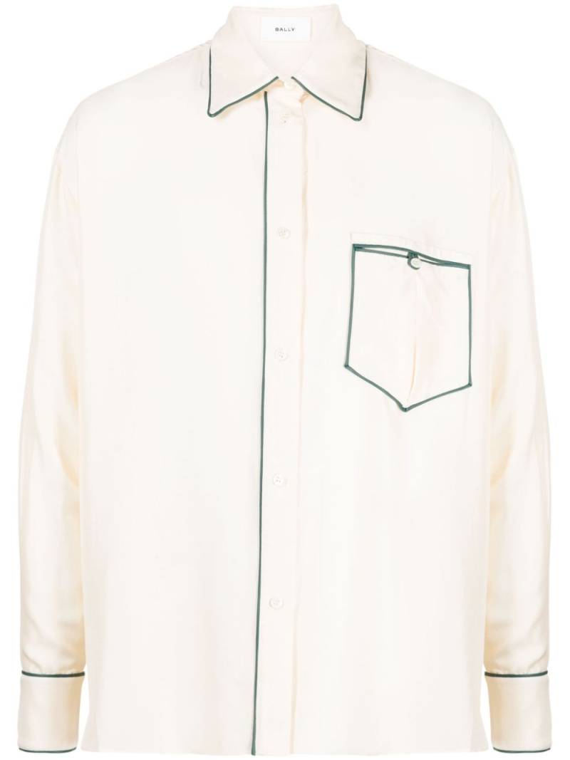 Bally contrast-piping silk pyjama shirt - White von Bally