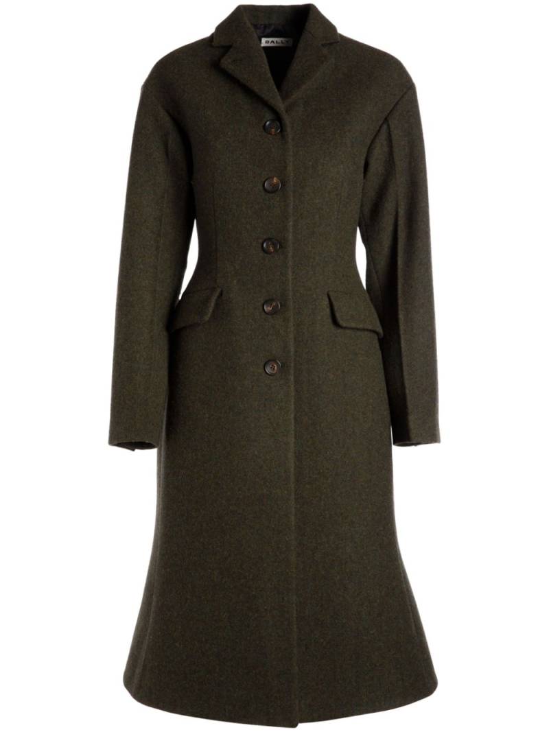 Bally fitted-waist long wool coat - Green von Bally