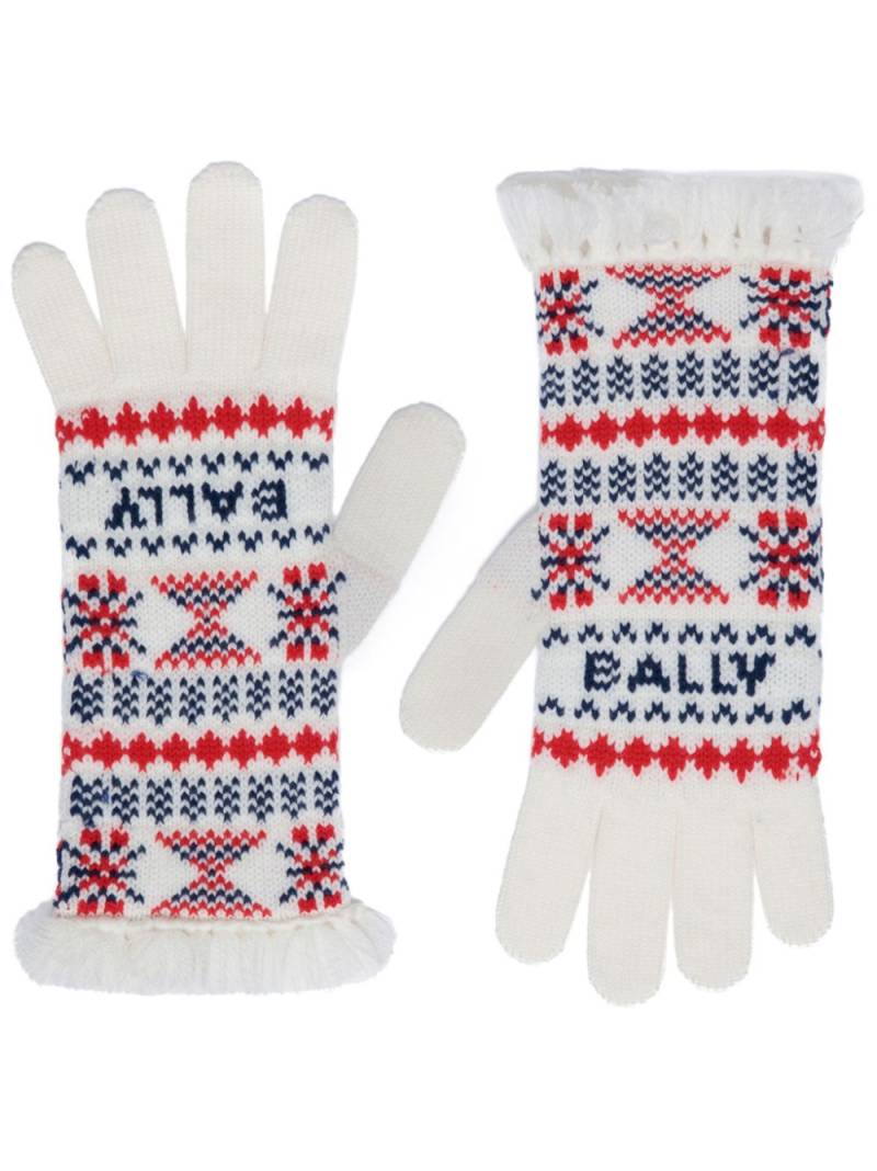 Bally intarsia-knit merino gloves - White von Bally