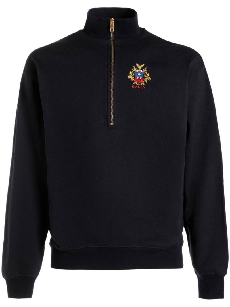 Bally logo-embroidered half-zip sweatshirt - Blue von Bally