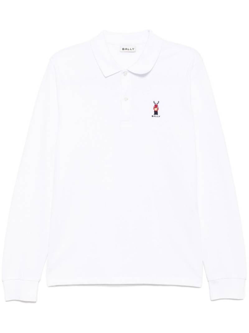 Bally logo embroidery long-sleeves polo shirt - White von Bally