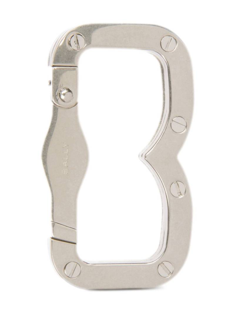 Bally logo-engraved polished-finish carabiner - Silver von Bally