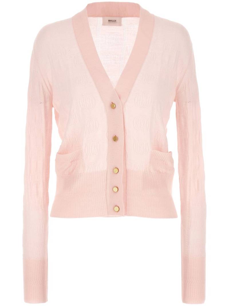 Bally logo-intarsia cardigan - Pink von Bally