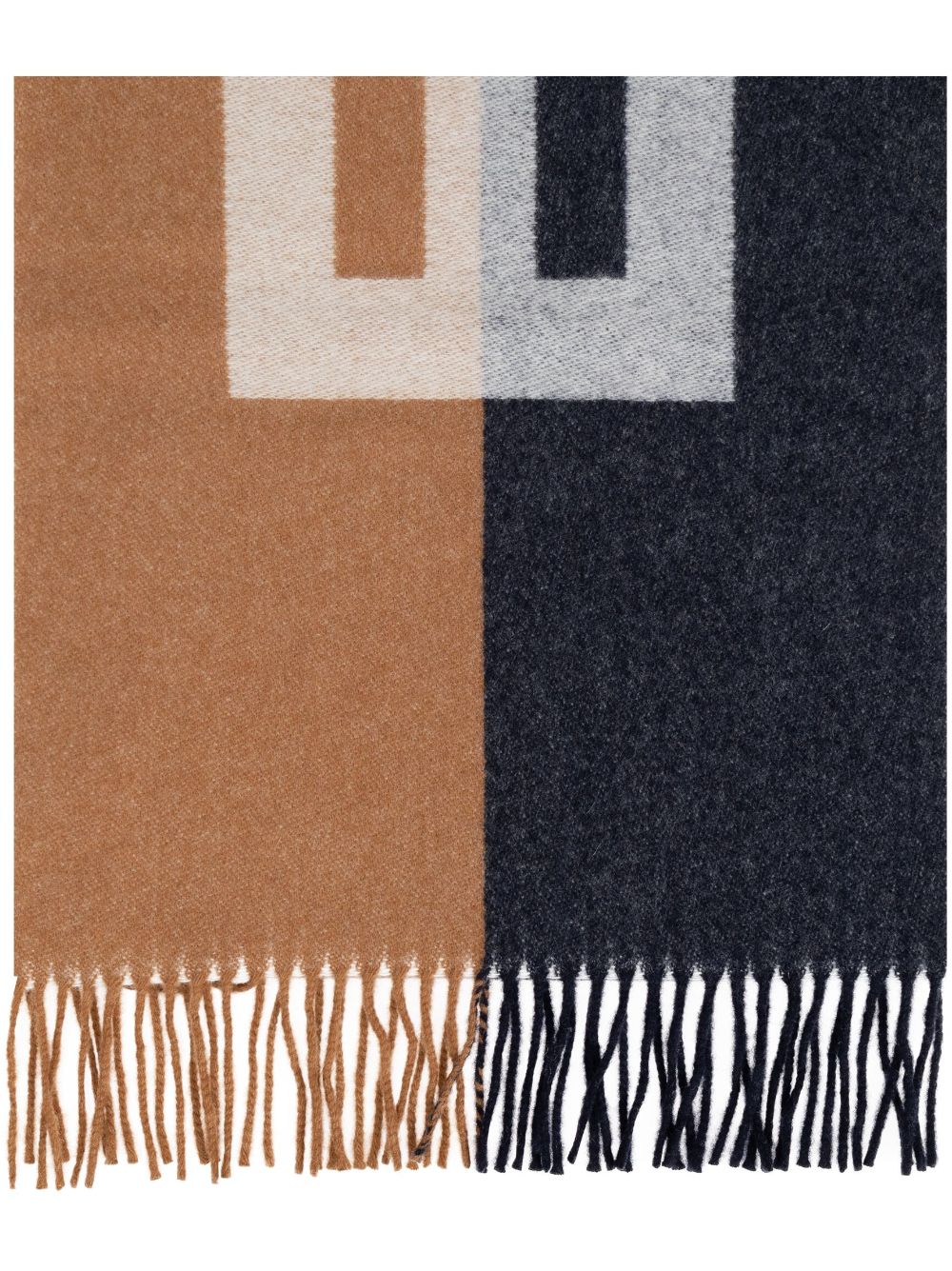 Bally logo-jacquard two-tone fringed scarf - Brown von Bally