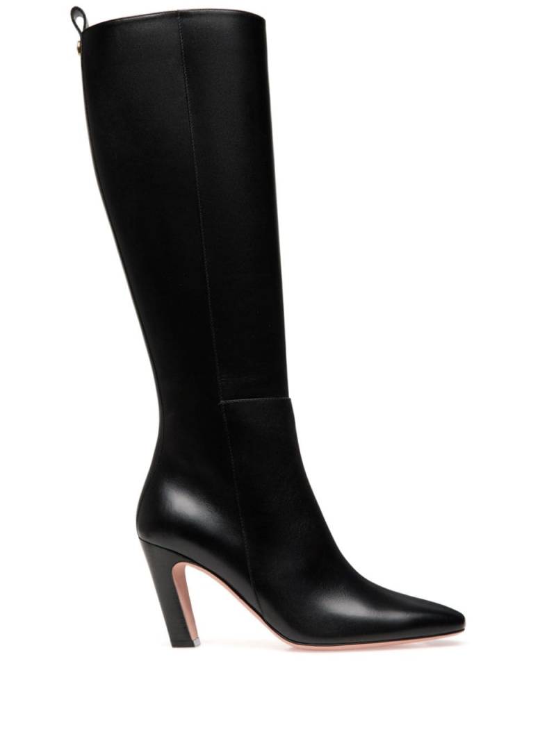 Bally logo-plaque heeled knee-high boots - Black von Bally