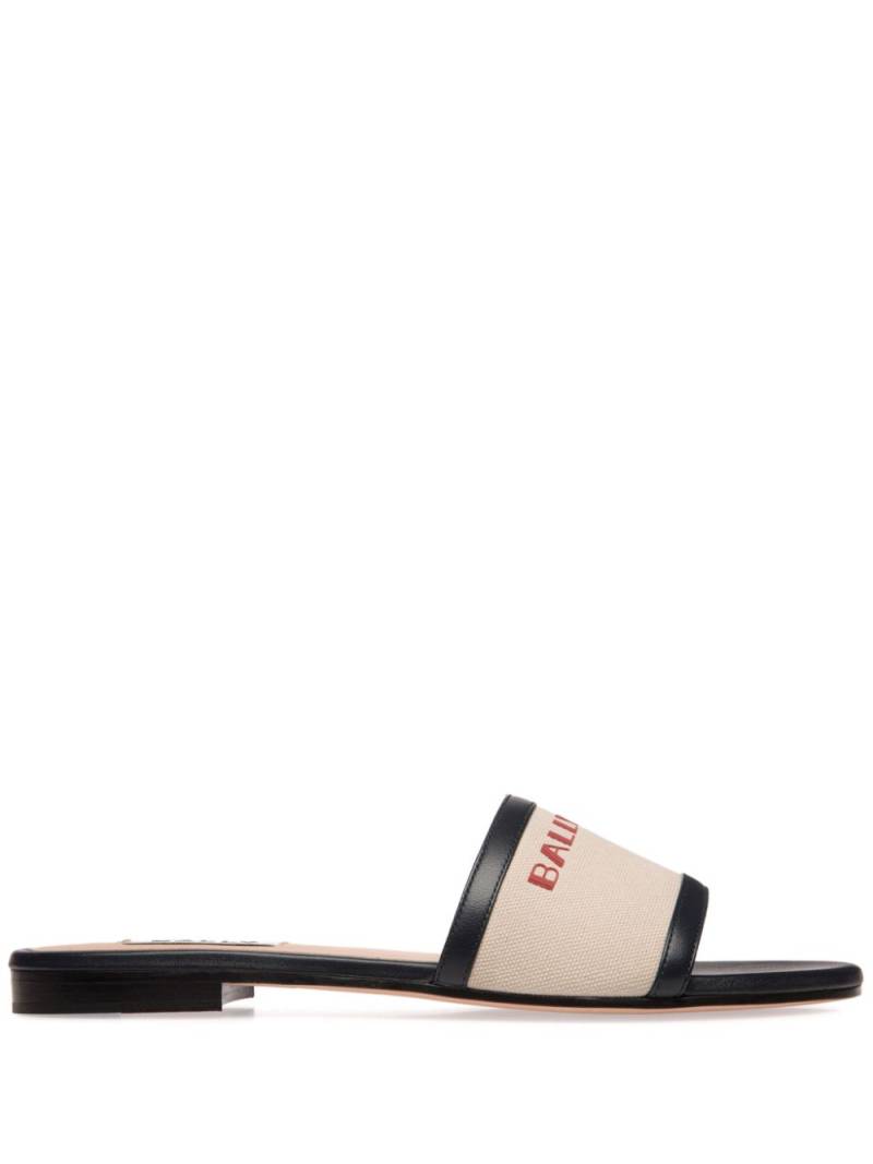 Bally logo-print canvas slides - Neutrals von Bally