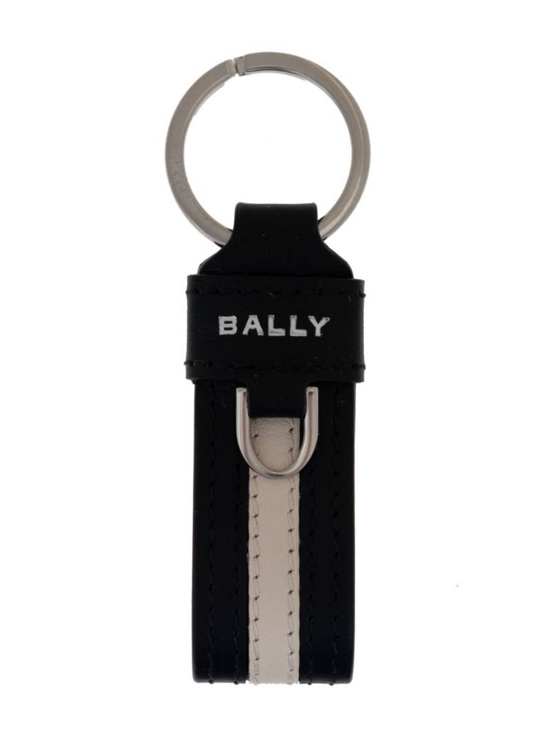 Bally logo-print leather keyring - Black von Bally