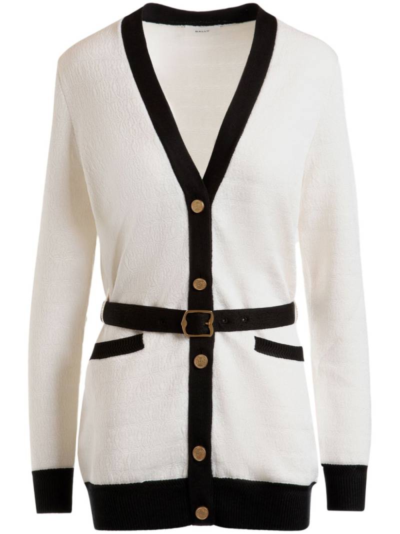 Bally monogram-jacquard belted cardigan - Neutrals von Bally