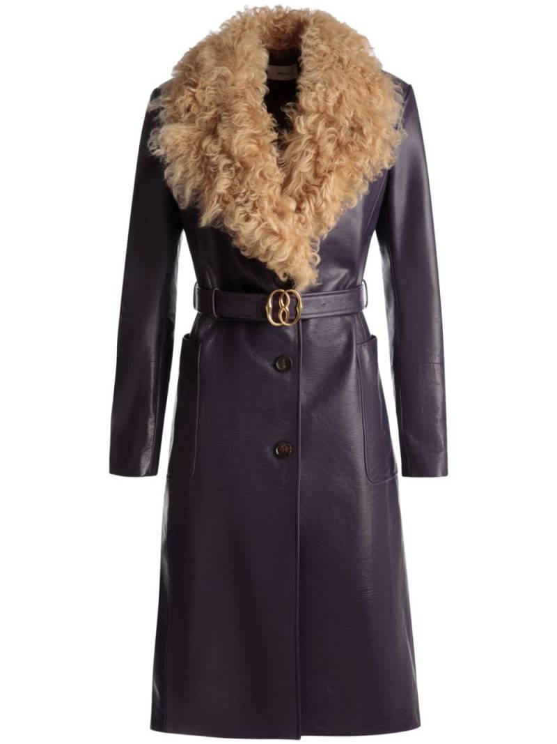 Bally shearling-collar belted coat - Purple von Bally