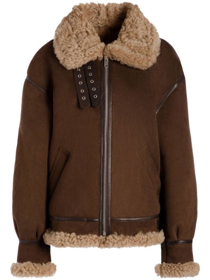 Bally shearling-trim leather jacket - Brown von Bally